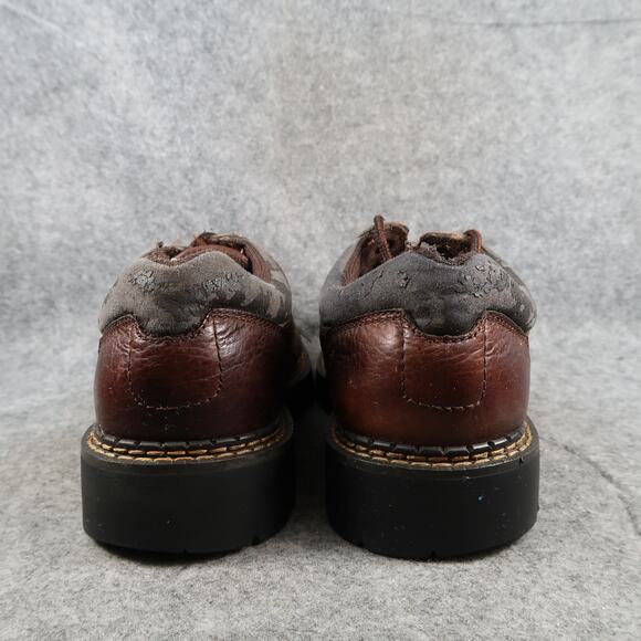 Bass Shoes Mens 9 Work Oxford Leather Lug Sole Goodyear Welt Brown Y2k Lace Up